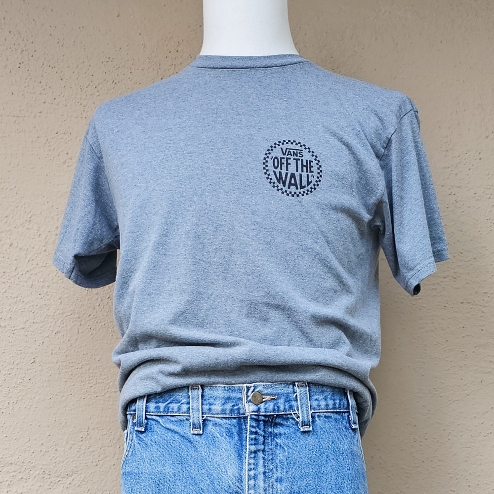 Vans Off The Wall Cotton Blend Short Sleeve Grey Tee W/ Back Print Size Medium